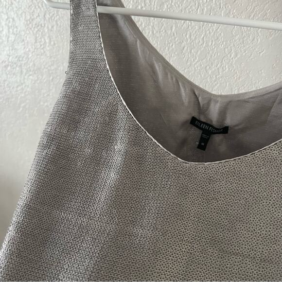 Eileen Fisher Silk Sequin Tank Top in Antique Silver - Picture 6 of 13